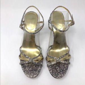 Nine West Leather Sandals Heel Shoes Ankle Strap